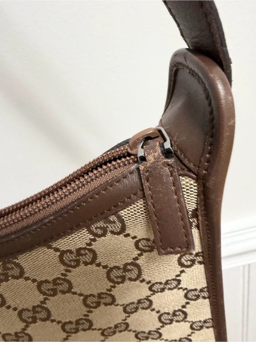 Gucci Tan and Brown GG Monogram Shoulder Bag EUC